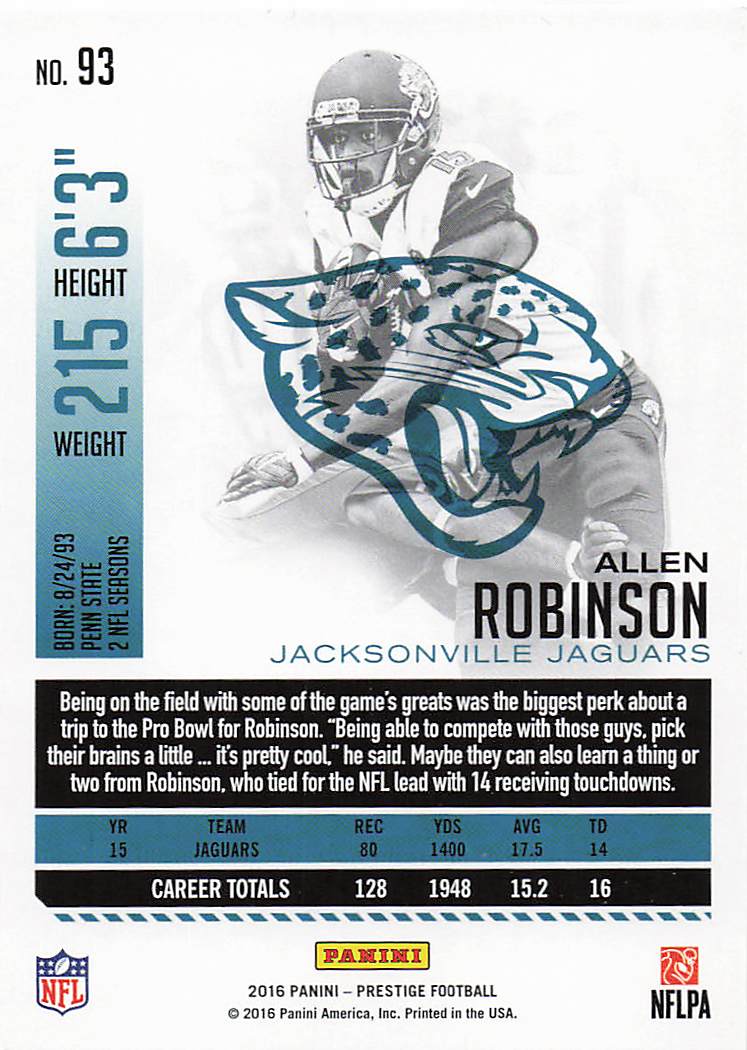 2016 Panini Prestige Football Allen Robinson #93