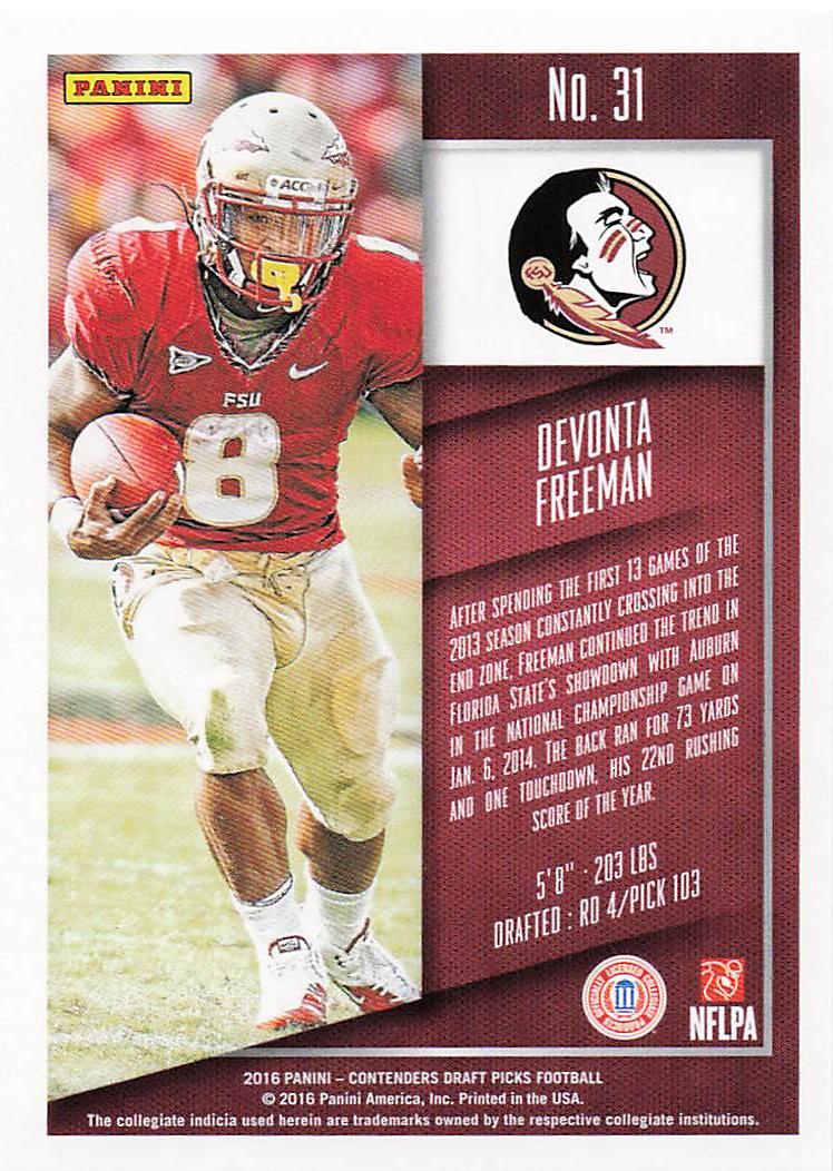 2016 Panini Contenders Draft Picks Football Devonta Freeman #31