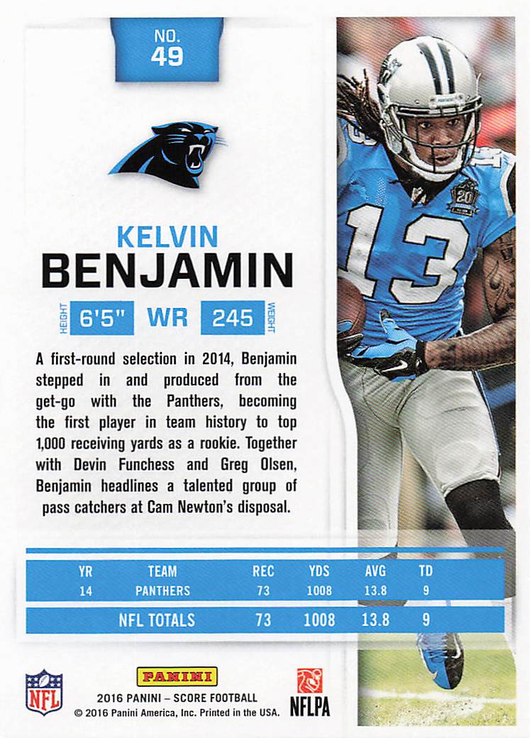 2016 Score Football Kelvin Benjamin #49
