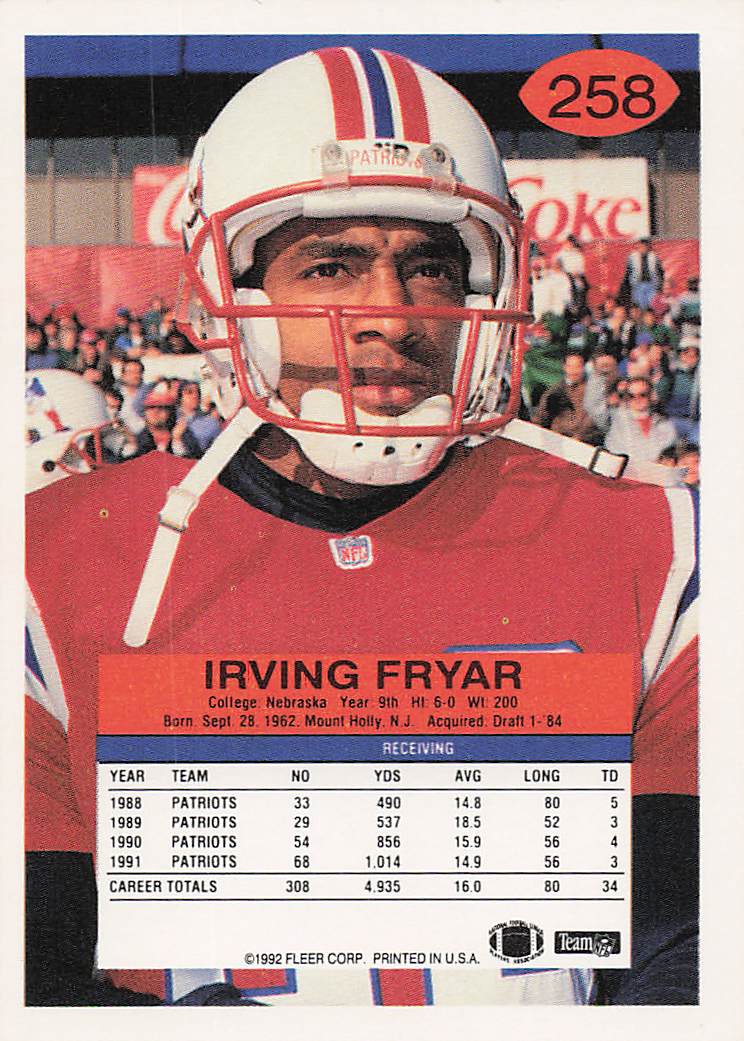 1992 Fleer Football Irving Fryar #258