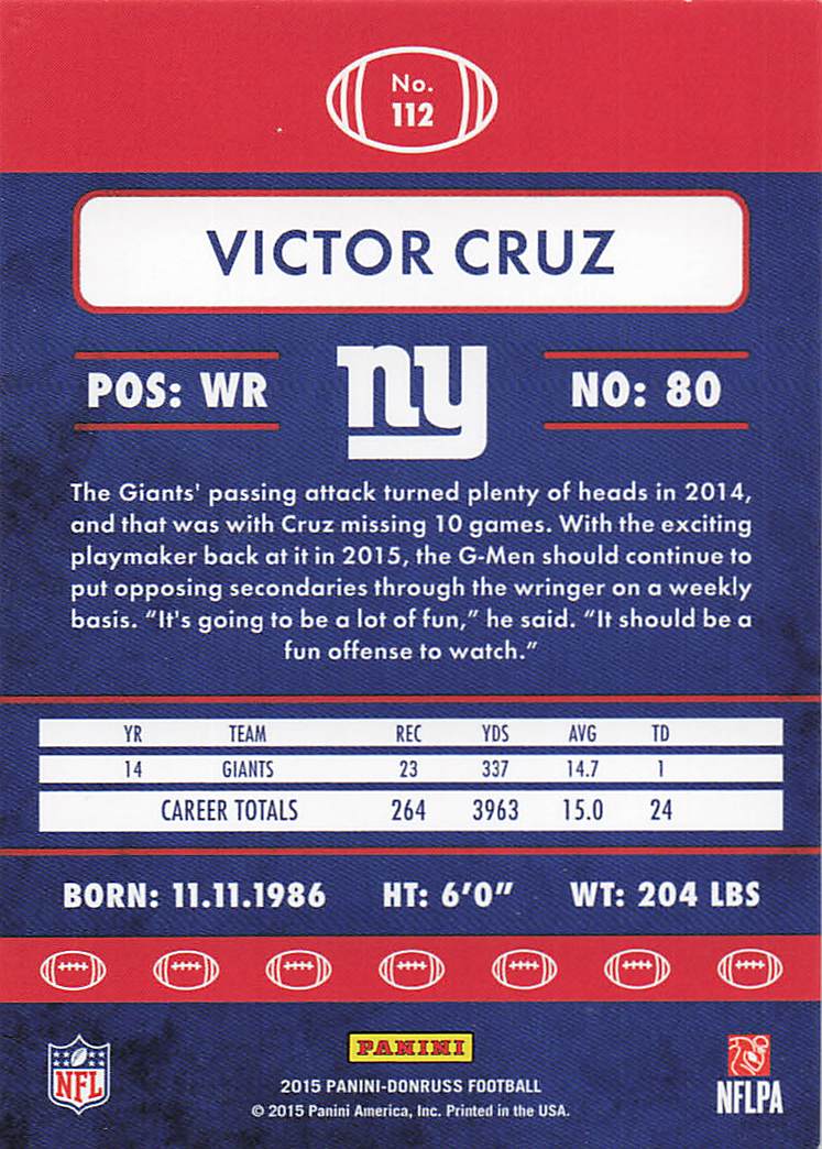2015 Donruss Football Victor Cruz #112