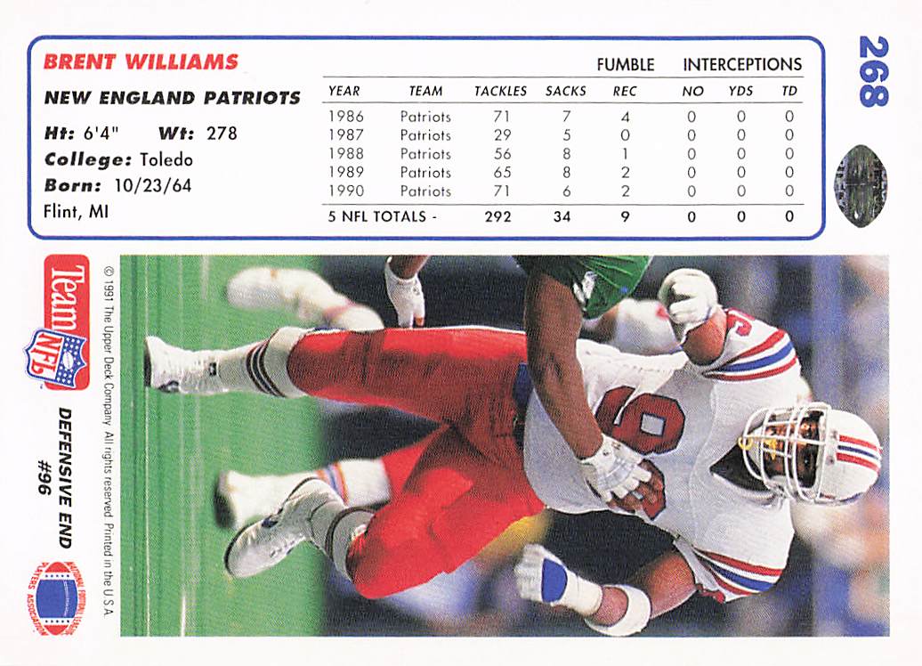 1991 Upper Deck Football Brent Williams #268