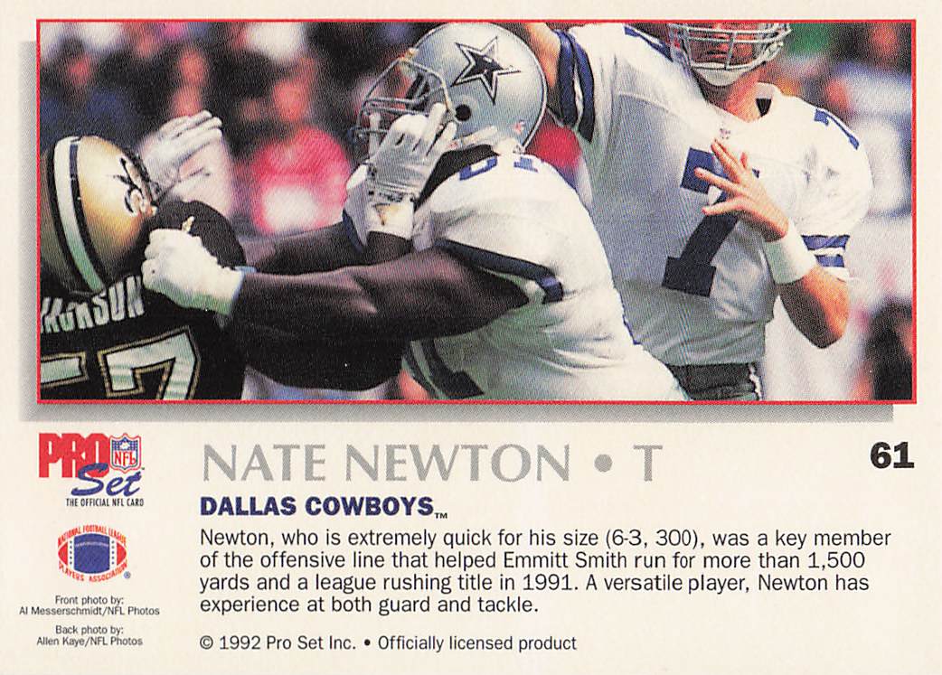 1992 Pro Set Power Football Nate Newton #61