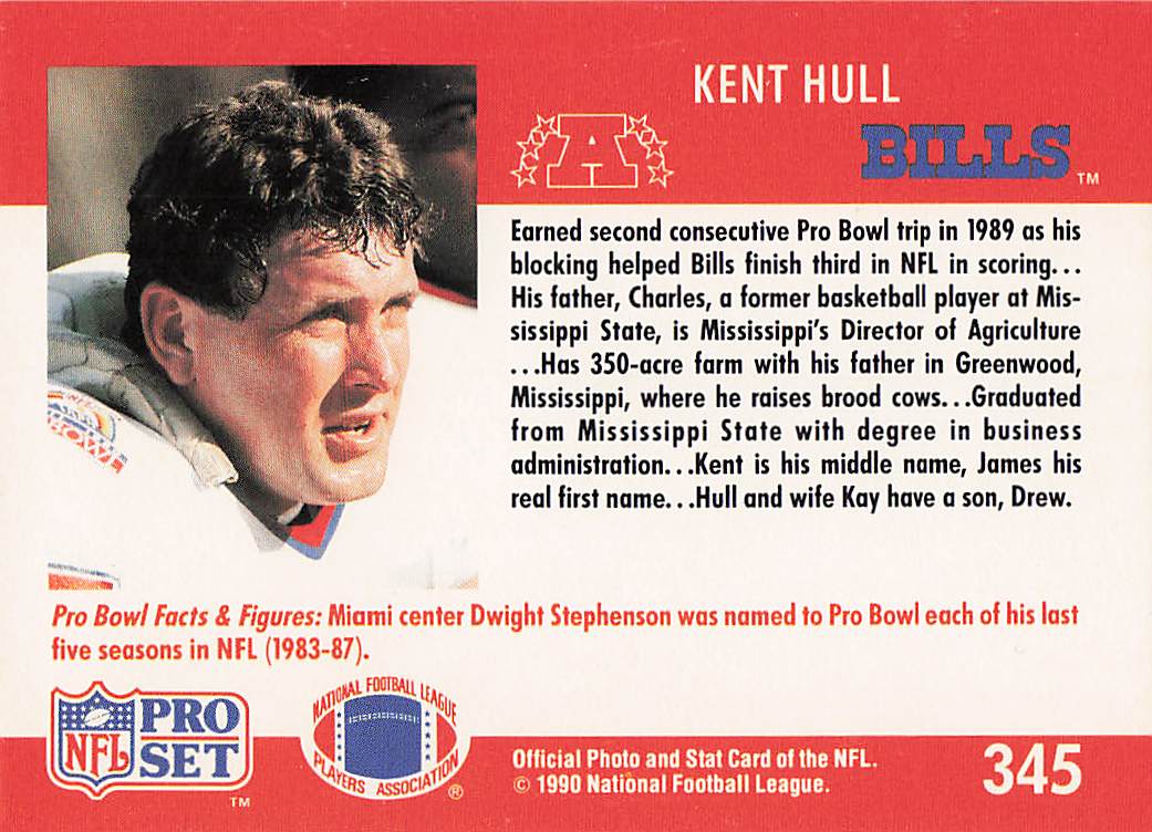 1990 Pro Set Football Kent Hull #345