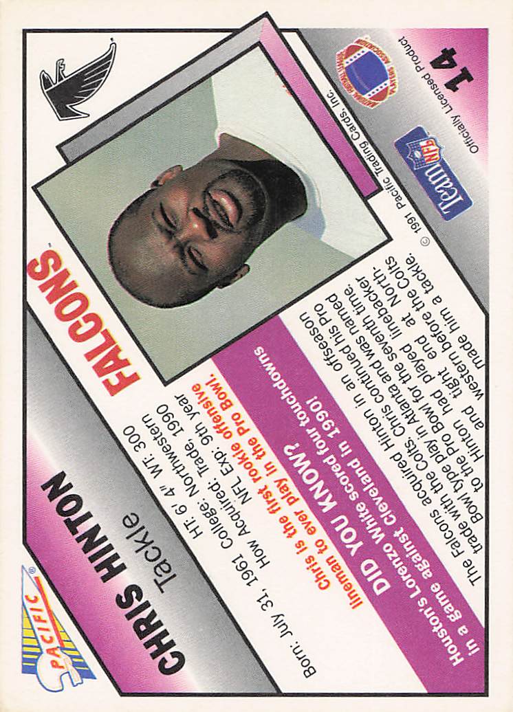 1991 Pacific Football Chris Hinton #14