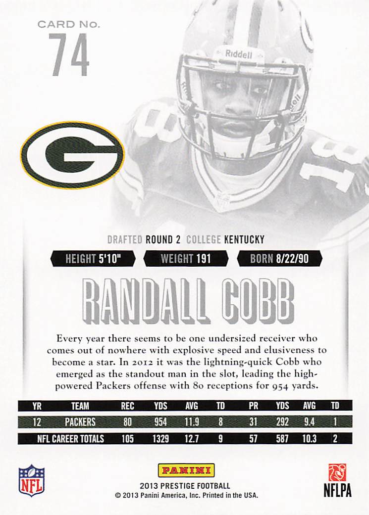 2013 Panini Prestige Football Randall Cobb #74