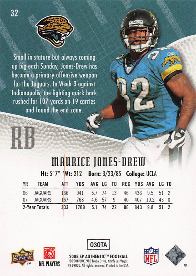 2008 SP Authentic Football Retail Maurice Jones-Drew #32