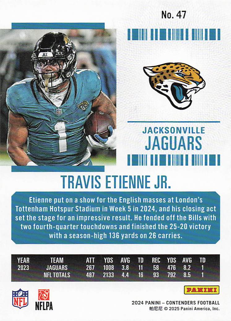 2024 Panini Contenders Football Season Ticket Retail Travis Etienne Jr. #47