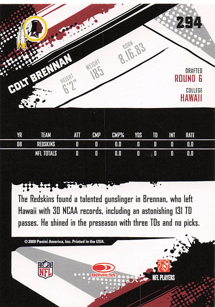 2009 Score Inscriptions Football Colt Brennan #294