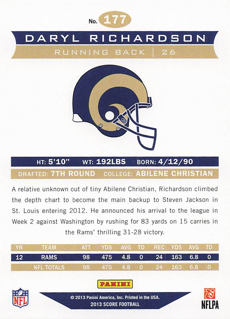 2013 Score Football Daryl Richardson #177