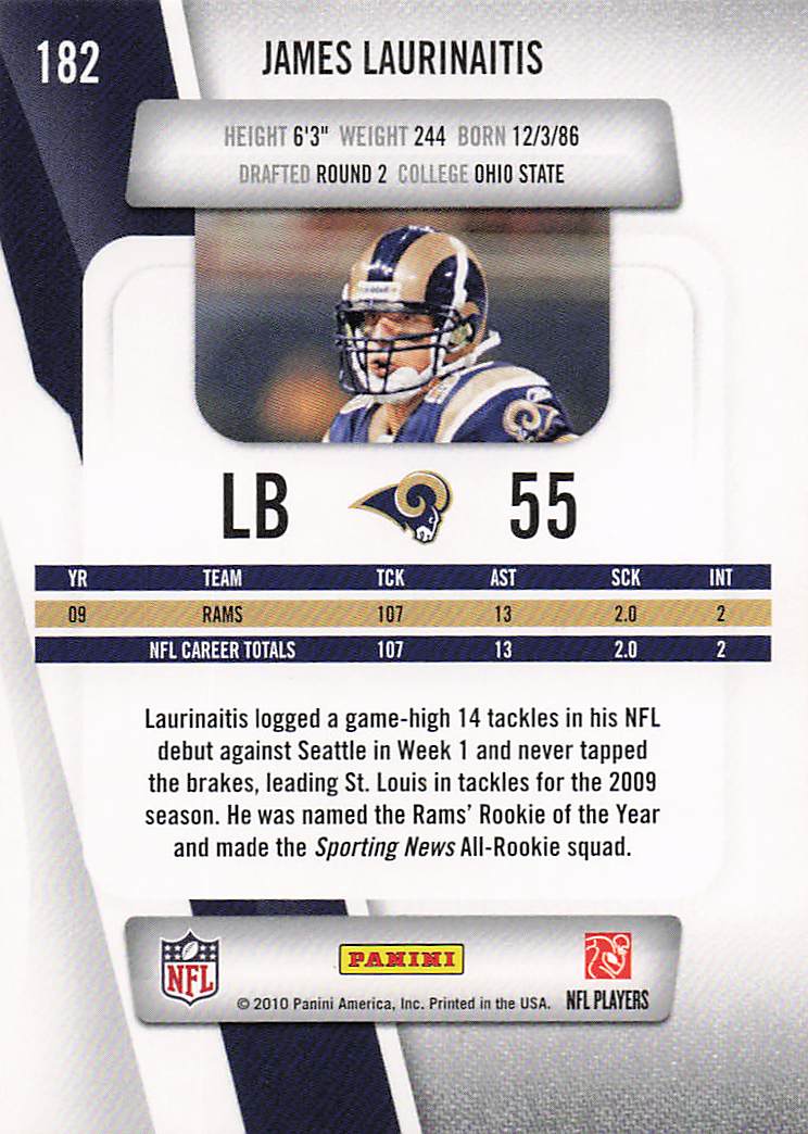 2010 Panini Prestige Football James Laurinaitis #182