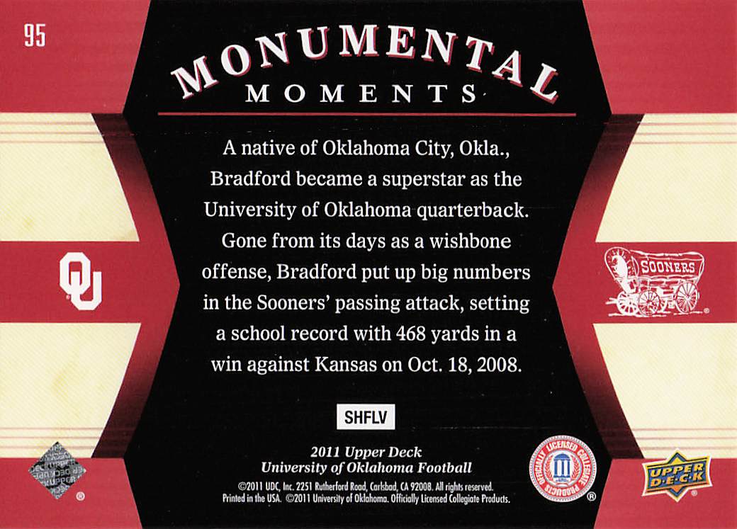 2011 Upper Deck University of Oklahoma Football Oct #95