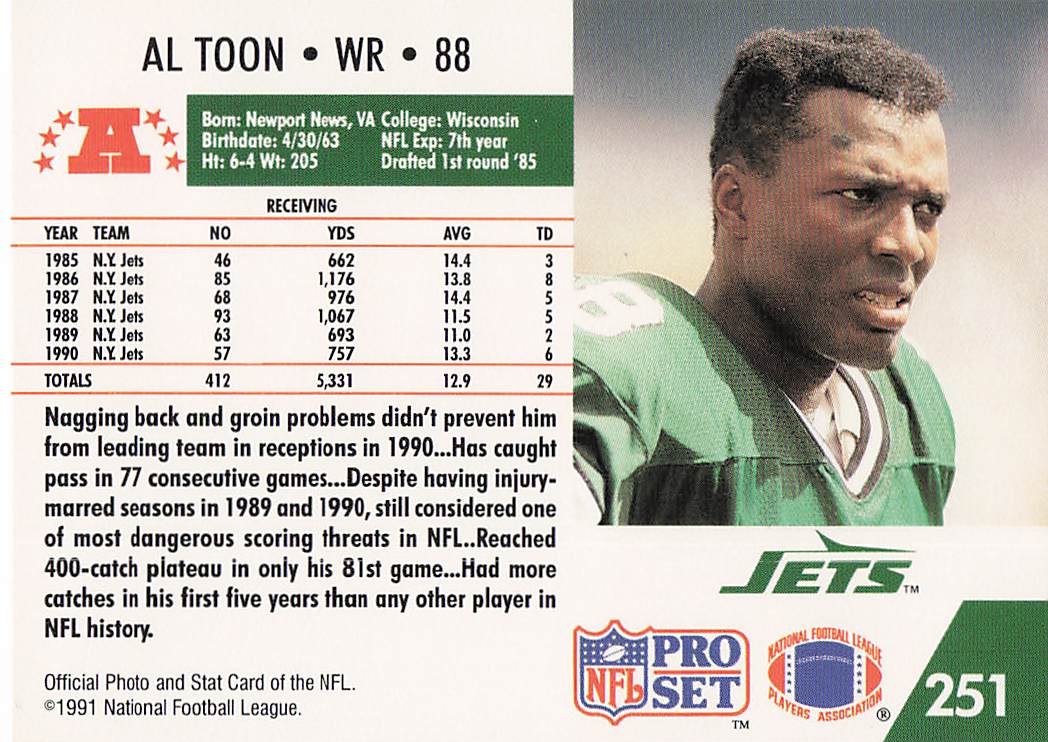 1991 Pro Set Spanish Football Al Toon #180