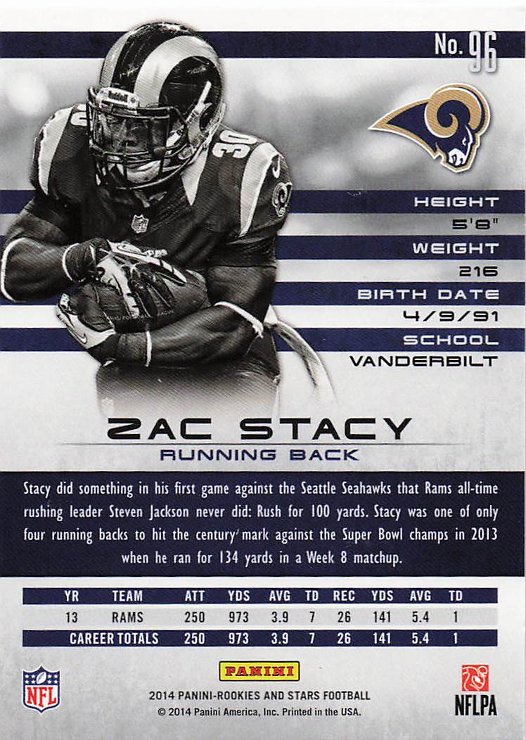 2014 Panini Rookies & Stars Football Zac Stacy #96