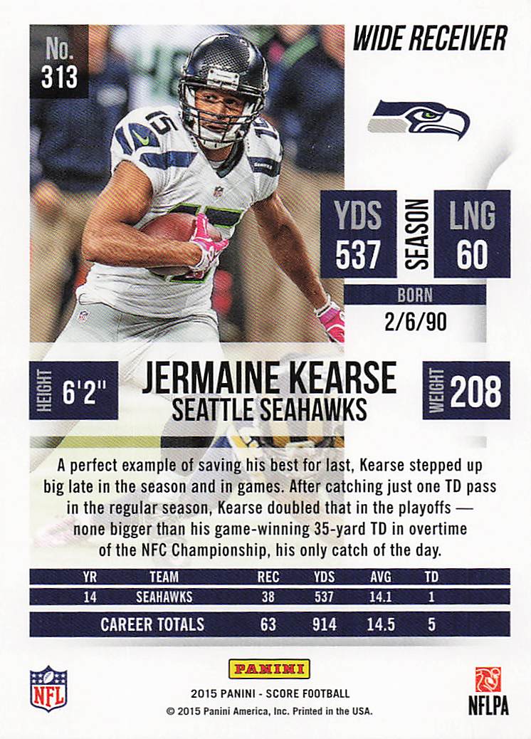 2015 Score Football Jermaine Kearse #313