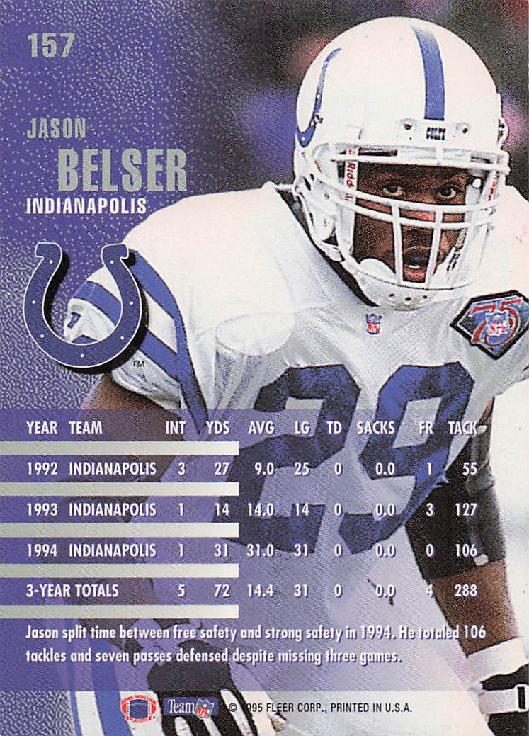 1995 Fleer Football Jason Belser #157