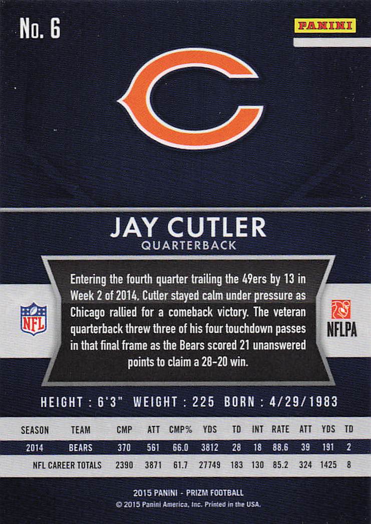 2015 Panini Prizm Football Jay Cutler #6