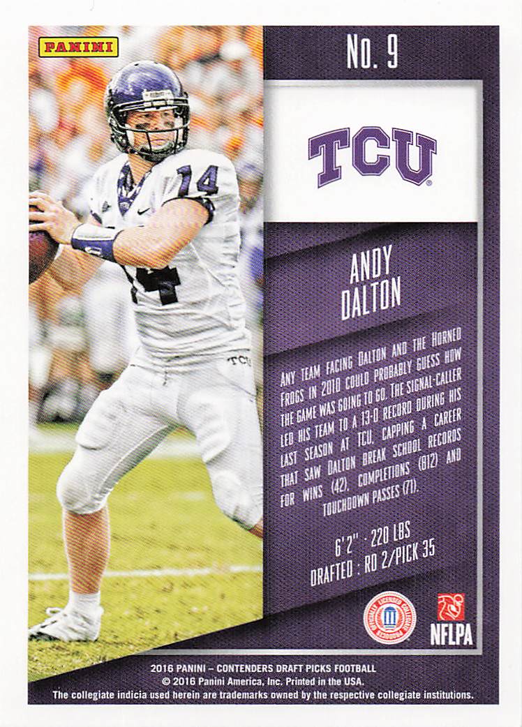2016 Panini Contenders Draft Picks Football Andy Dalton #9