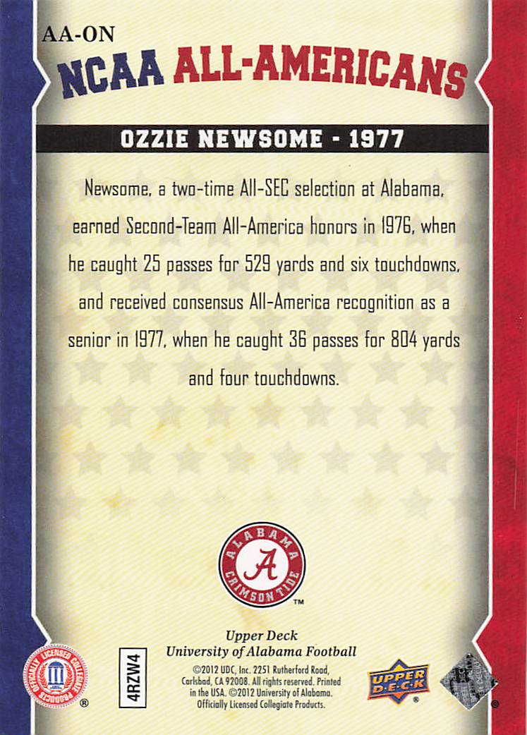 2012 Upper Deck University of Alabama Football Ozzie Newsome #AA-ON