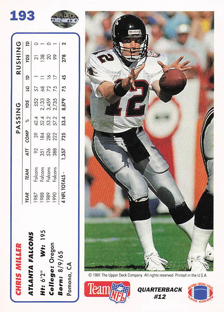 1991 Upper Deck Football Chris Miller #193