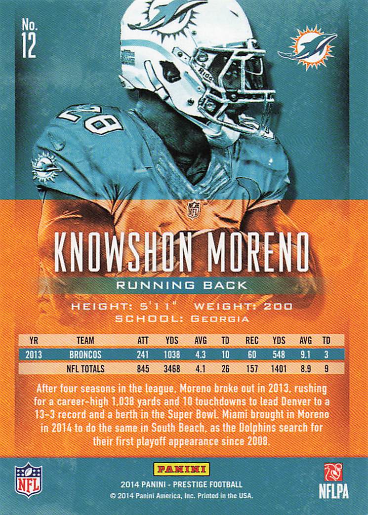 2014 Panini Prestige Football Knowshon Moreno #12