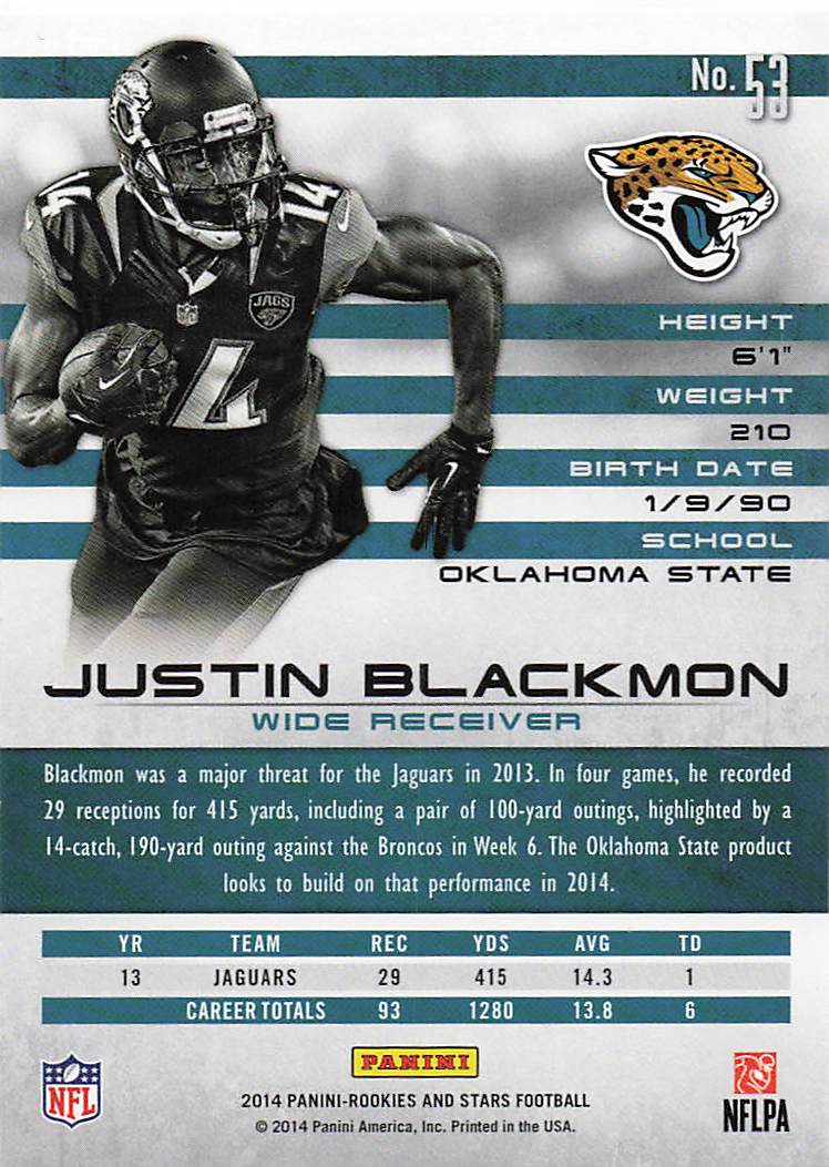 2014 Panini Rookies & Stars Football Justin Blackmon #53