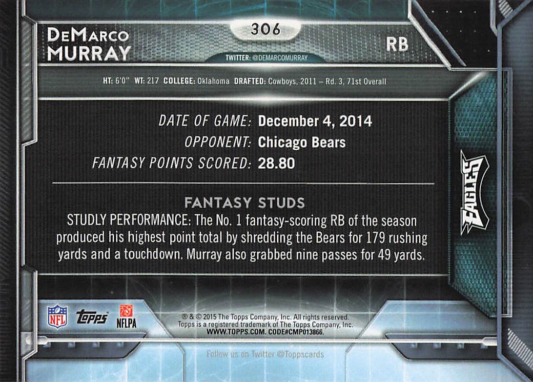 2015 Topps Football DeMarco Murray #306