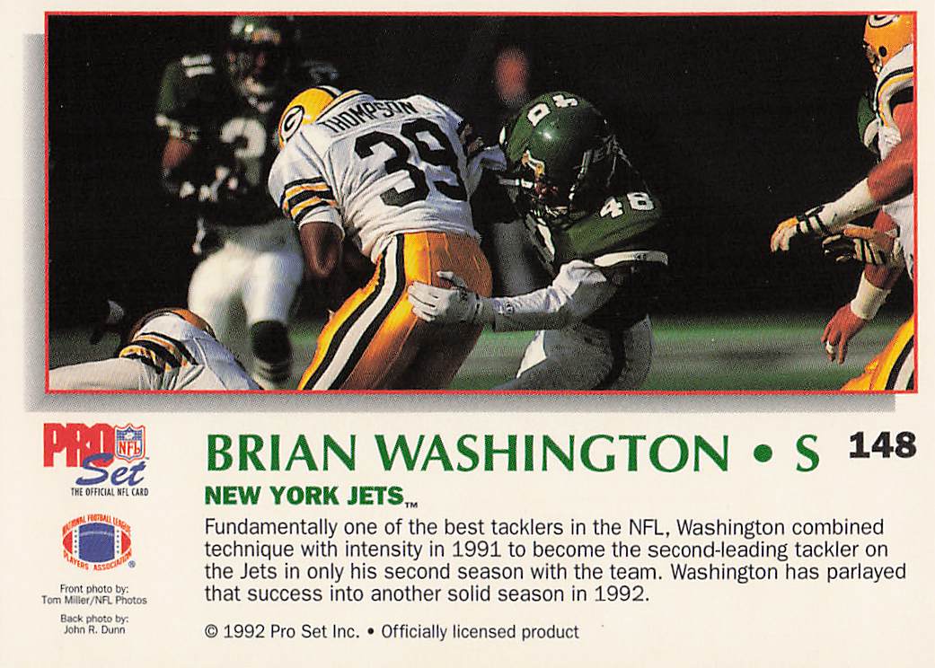 1992 Pro Set Power Football Brian Washington #148