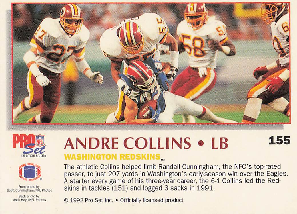 1992 Pro Set Power Football Andre Collins #155