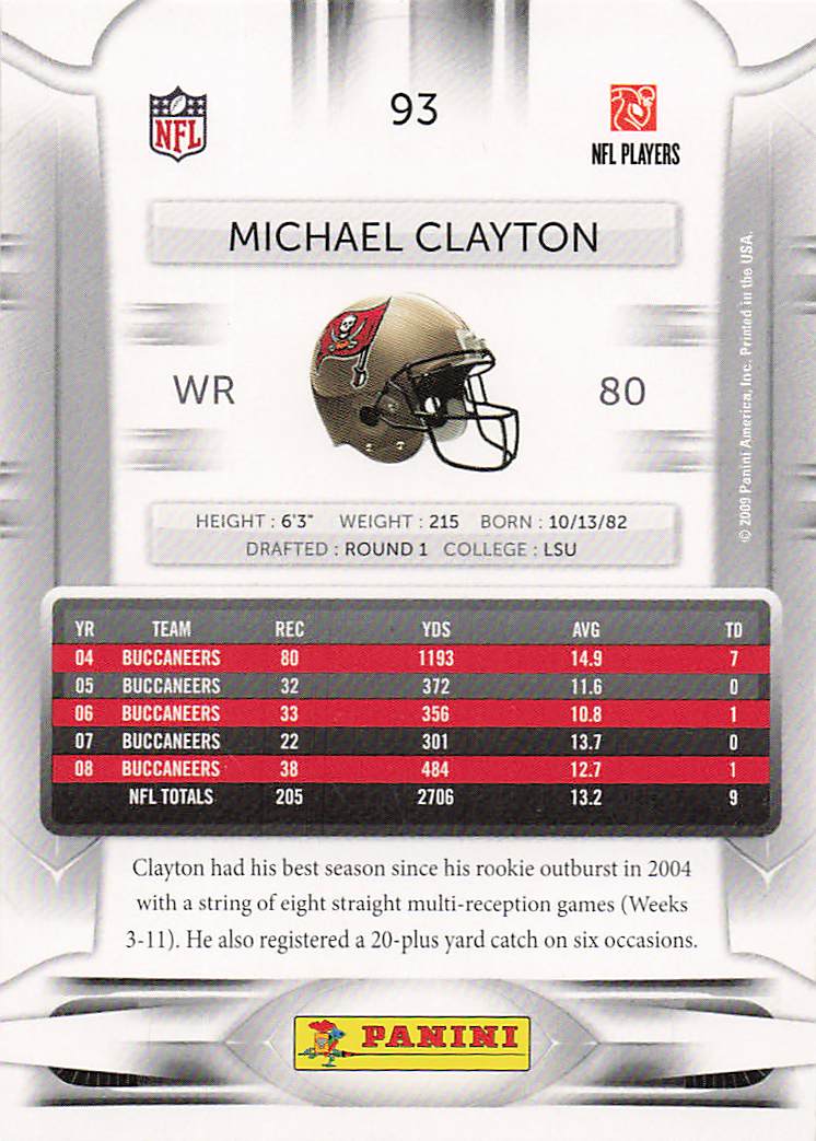 2009 Playoff Prestige Football Michael Clayton #93