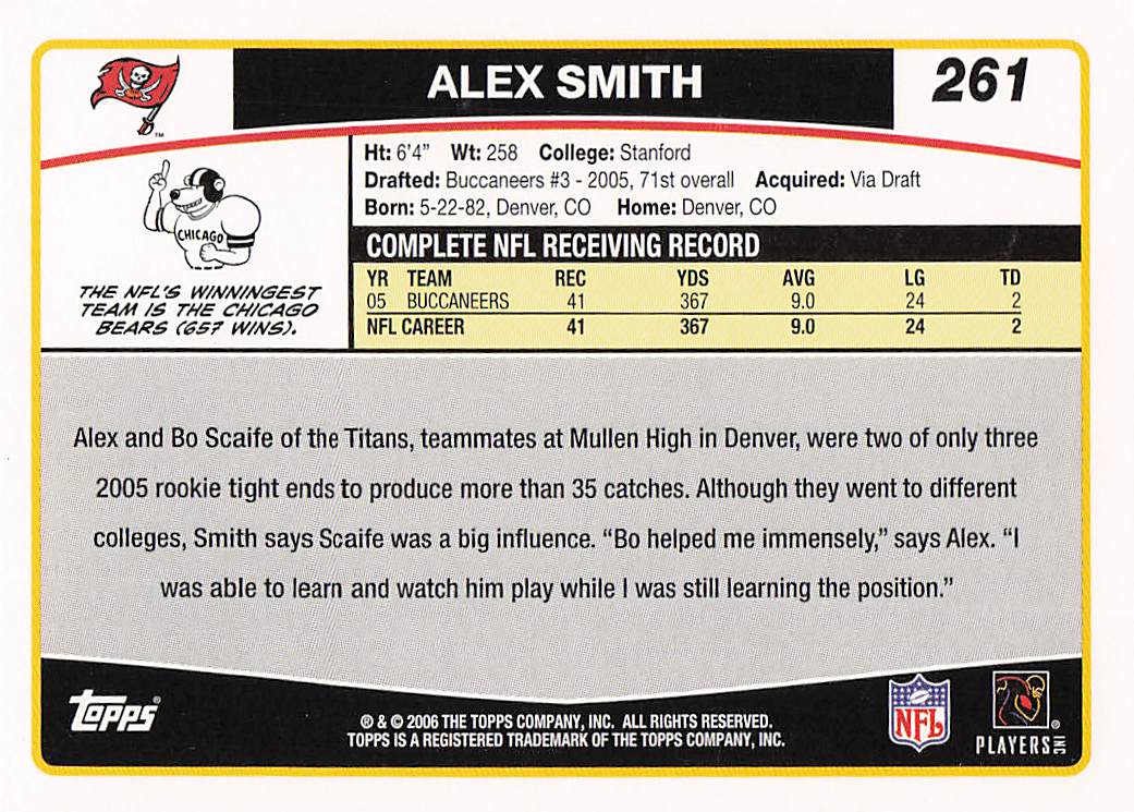 2006 Topps Football Alex Smith #261