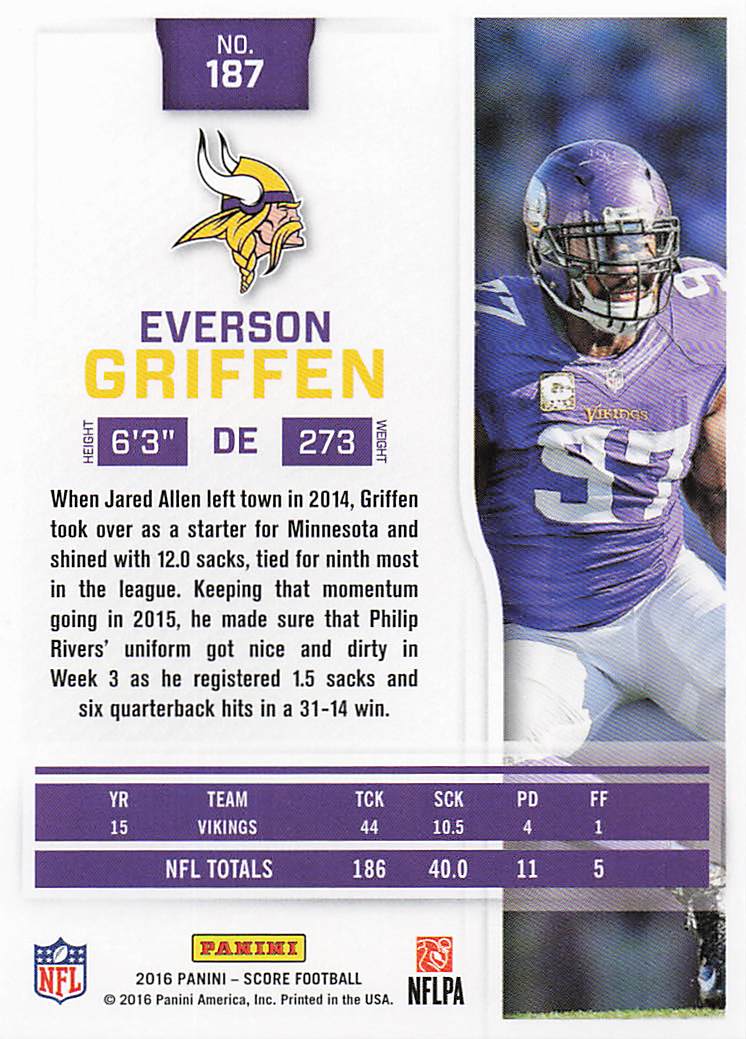 2016 Score Football Everson Griffen #187