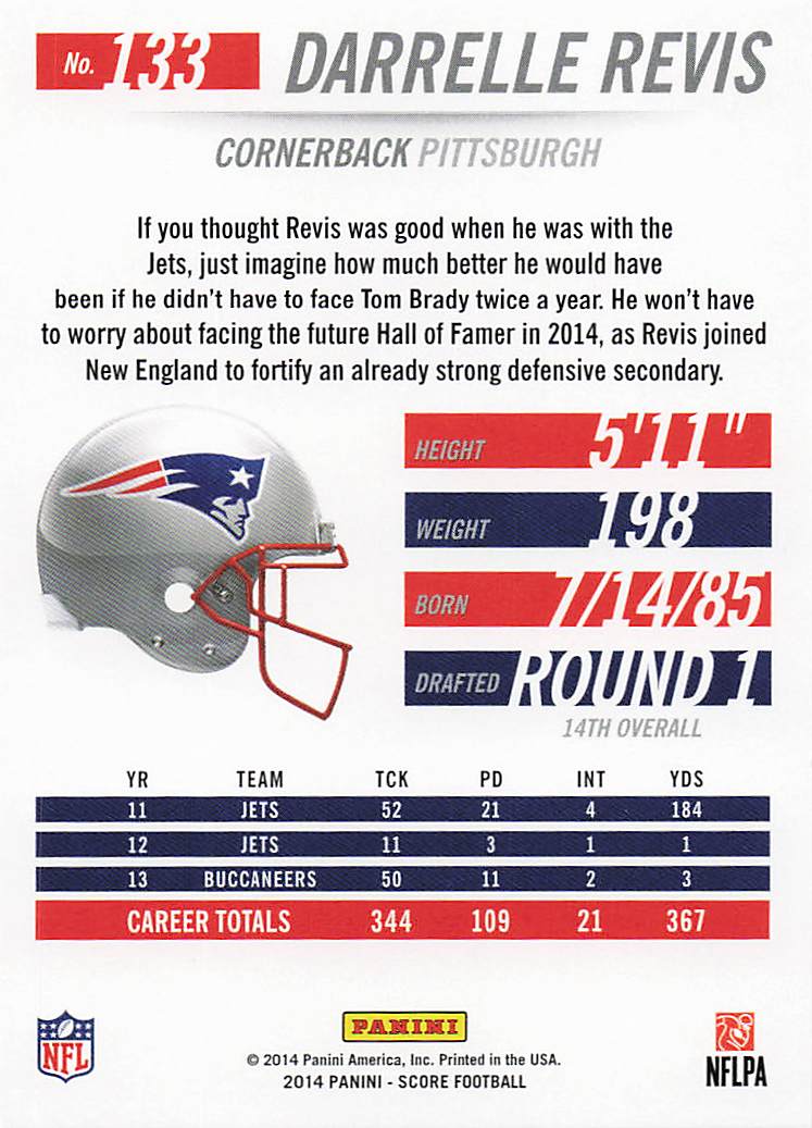 2014 Score Football Darrelle Revis #133