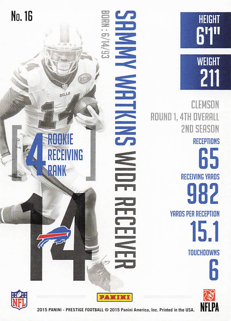 2015 Panini Prestige Football Sammy Watkins #16
