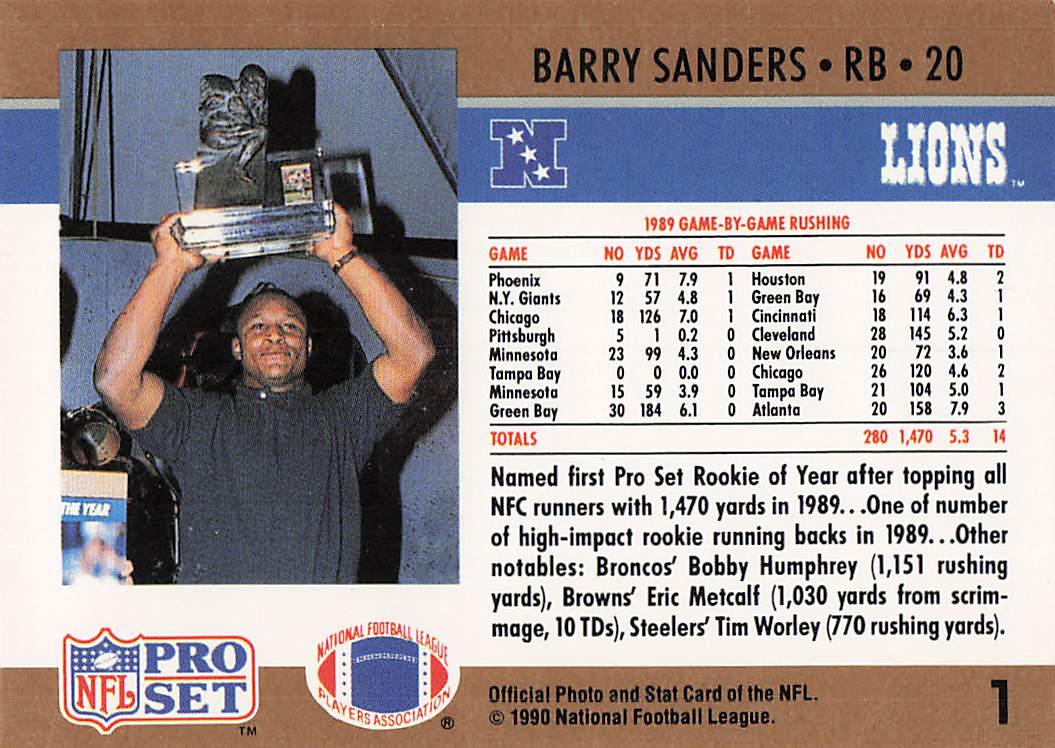 1990 Pro Set Football Barry Sanders #1