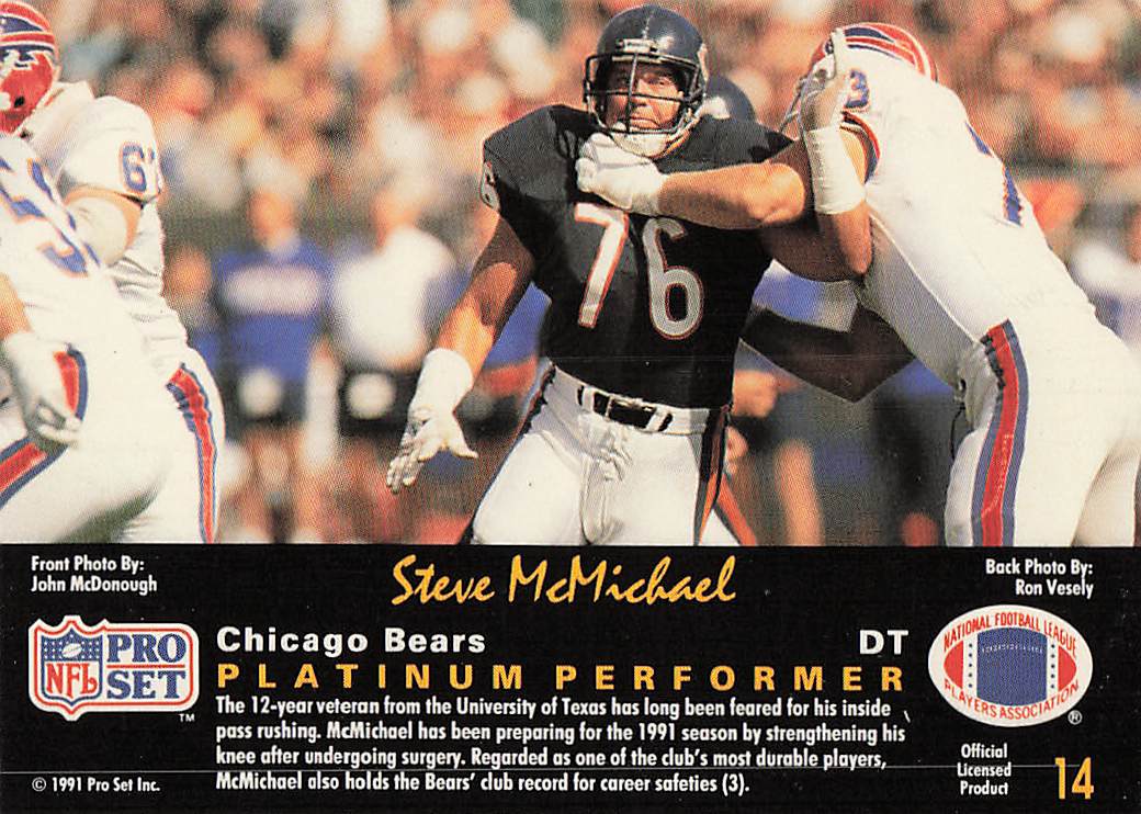 1991 Pro Set Platinum Football Steve McMichael #14