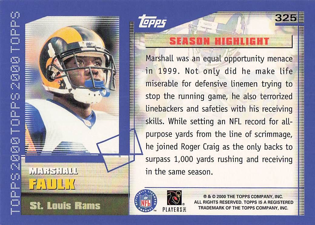 2000 Topps Football Marshall Faulk #325