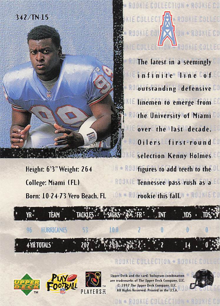1997 Collector's Choice Football Kenny Holmes #342