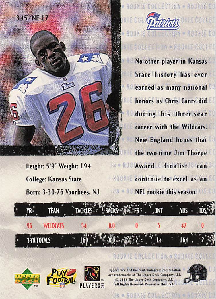1997 Collector's Choice Football Chris Canty #345