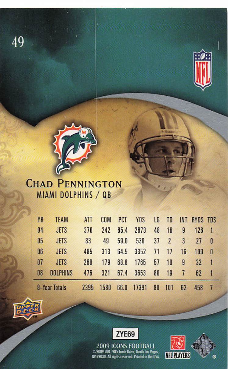 2009 Upper Deck Icons Football Chad Pennington #49