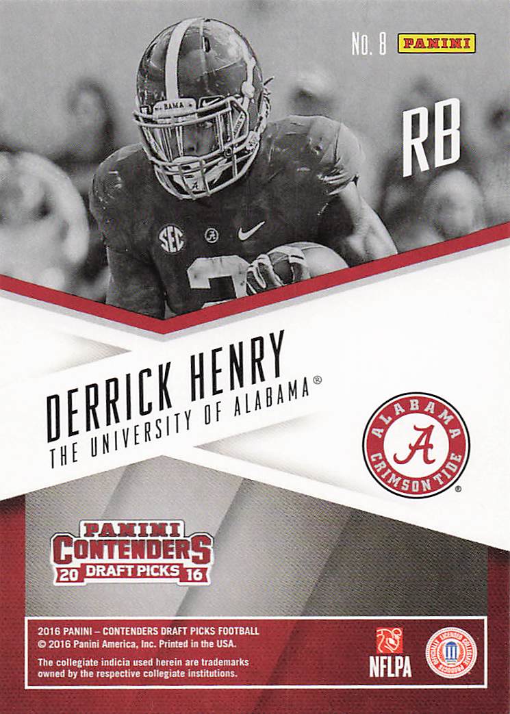 2016 Panini Contenders Draft Picks Football School Colors Derrick Henry #8
