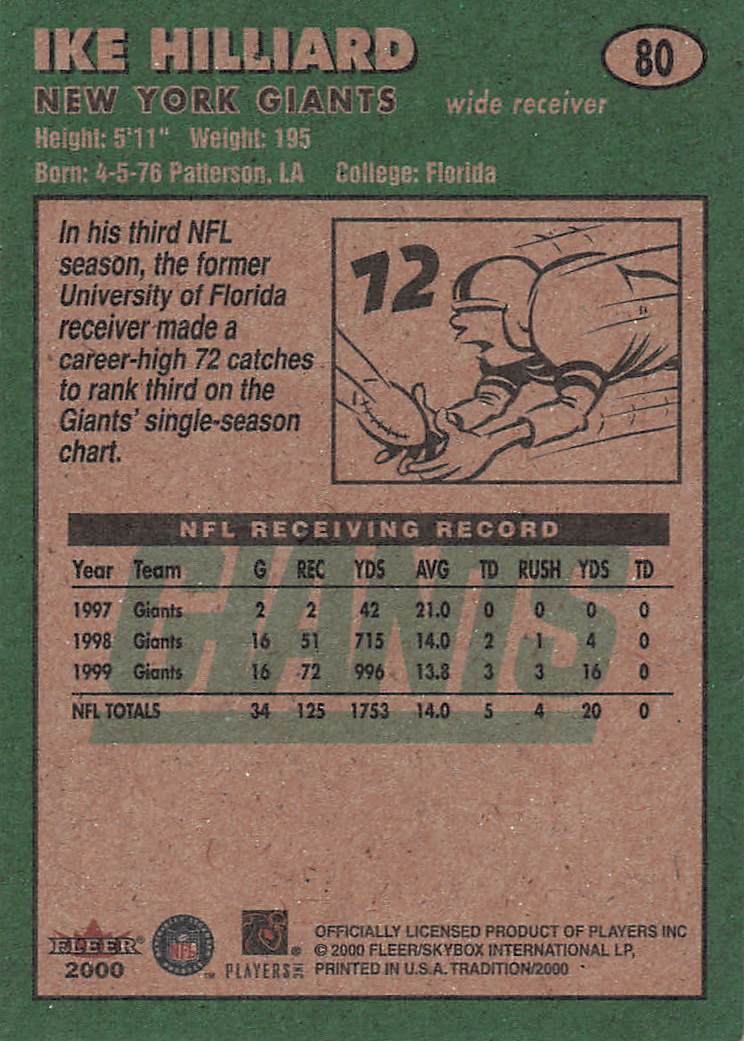 2000 Fleer Tradition Football Ike Hilliard #80