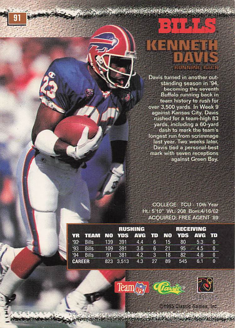 1995 Pro Line Football Kenneth Davis #91