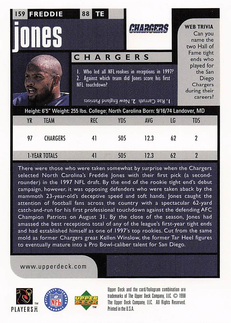 1998 UD Choice Football Freddie Jones #159