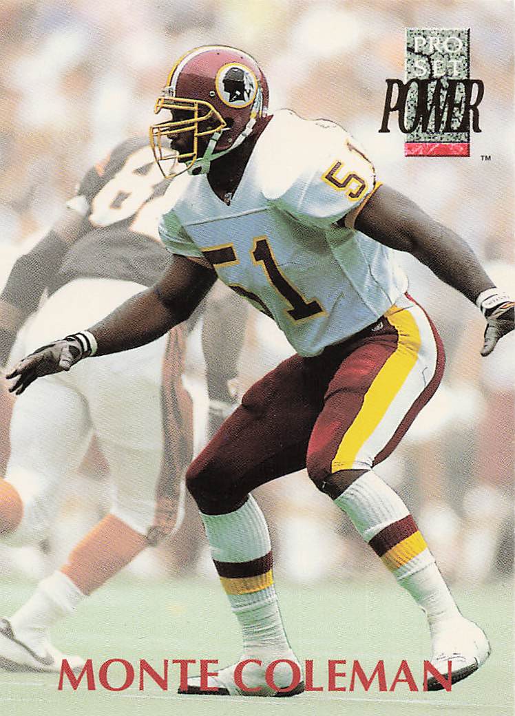 1992 Pro Set Power Football Monte Coleman #151
