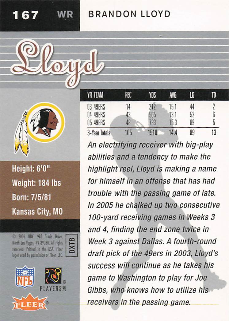 2006 Ultra Football Brandon Lloyd #167