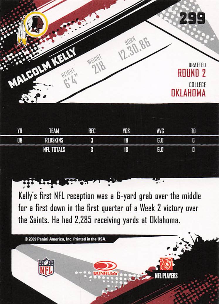 2009 Score Football Malcolm Kelly #299
