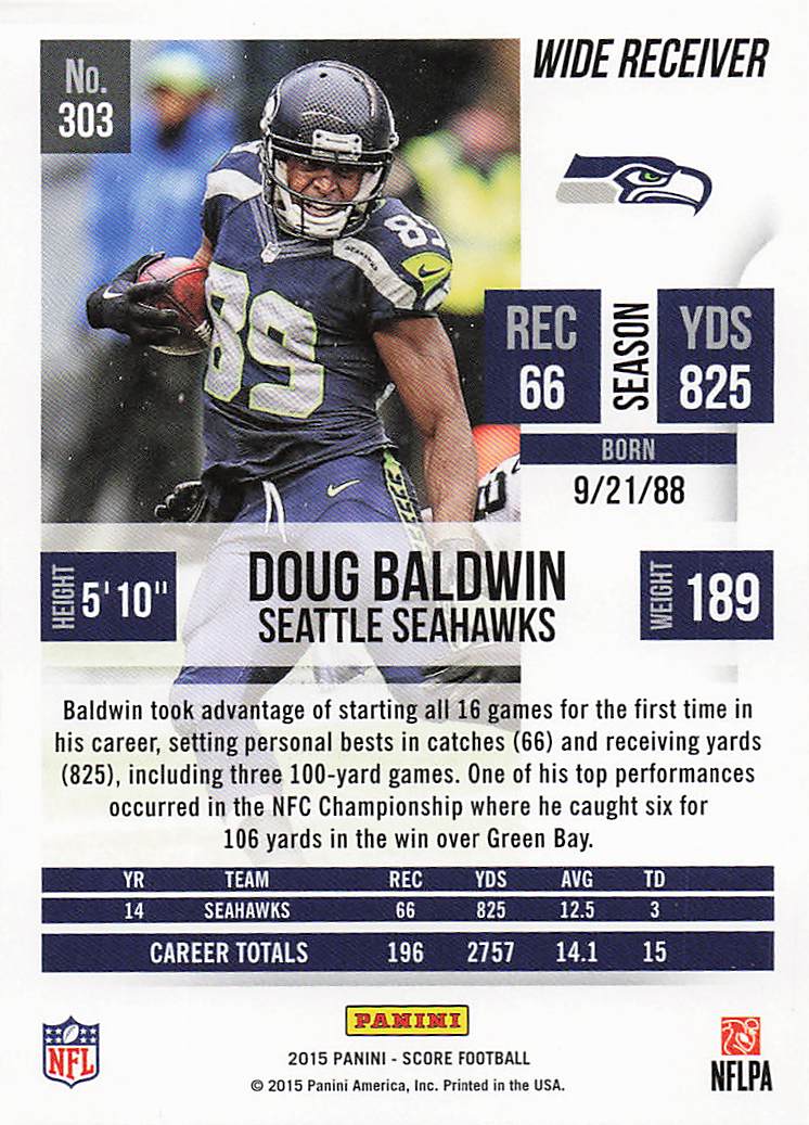 2015 Score Football Doug Baldwin #303