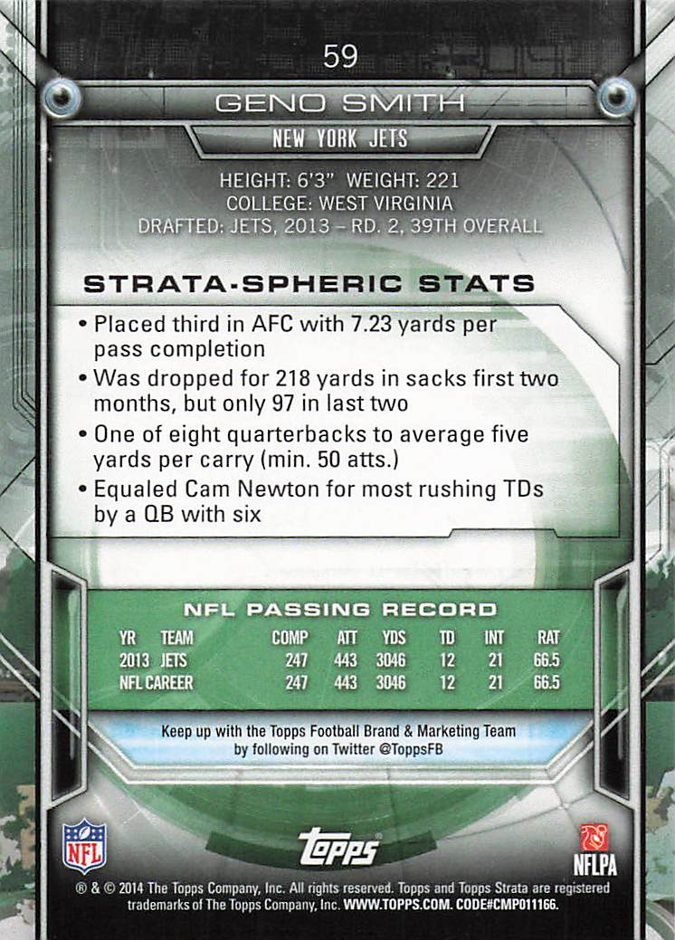 2014 Topps Strata Football Geno Smith #59