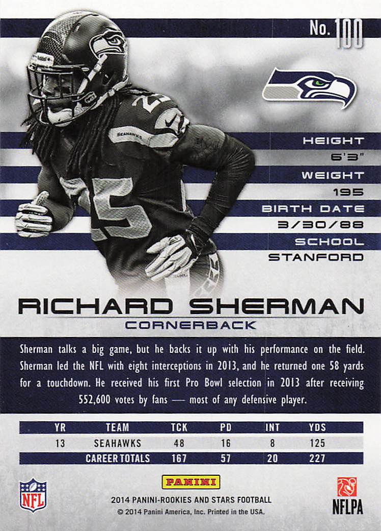 2014 Panini Rookies & Stars Football Richard Sherman #100